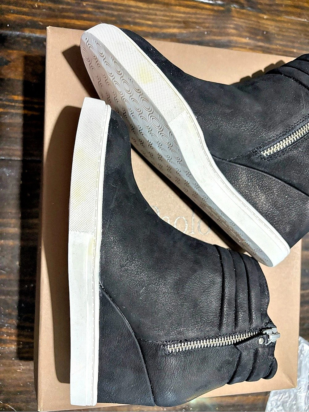 Flawed-Paolo Frieda-L Wedge Boots Black & White US 6 NWT